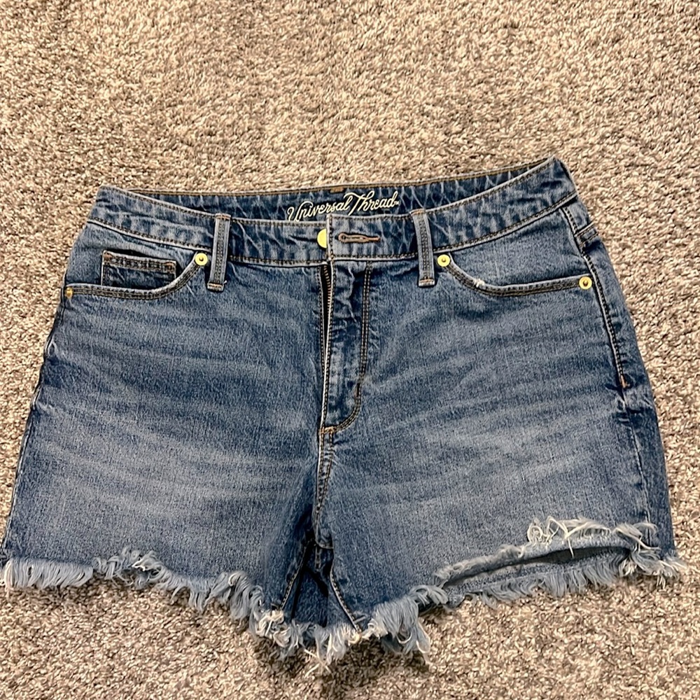High rise distressed jean shorts